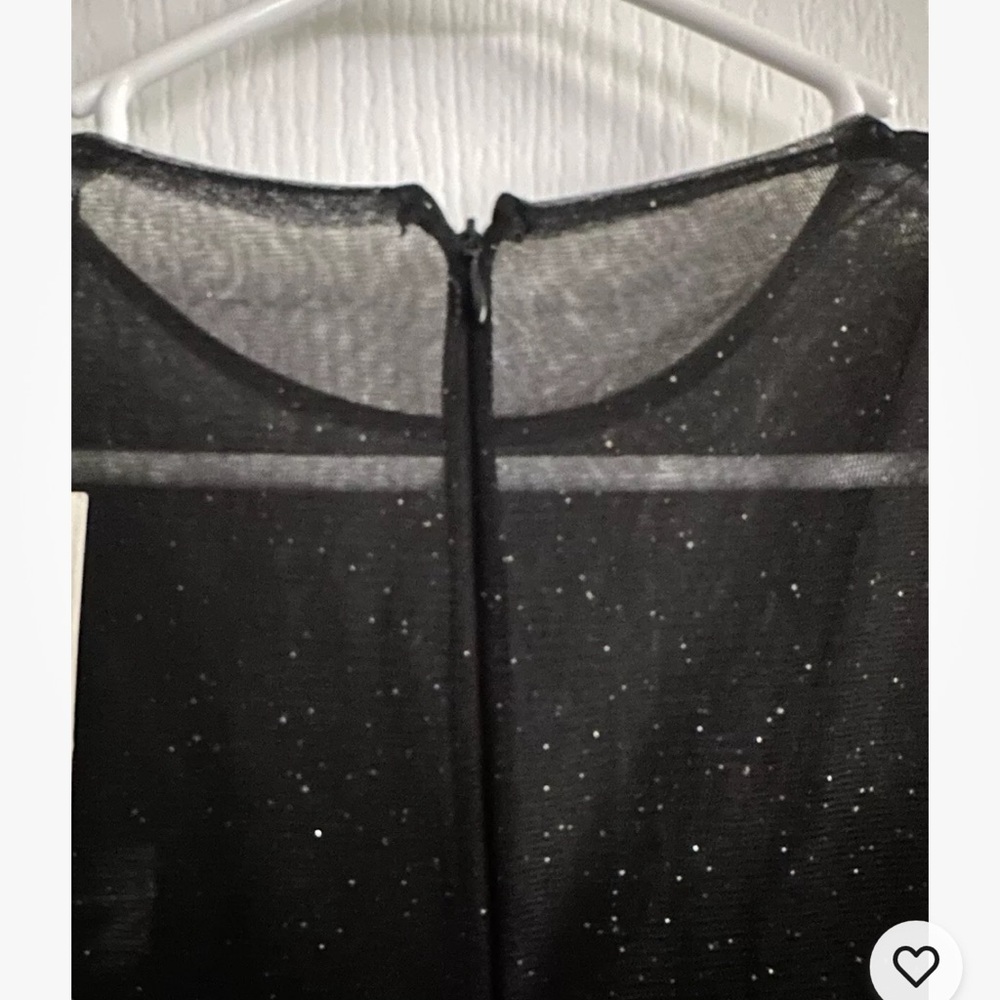 Mac Duggal Floral Appliqué Midi Cocktail Dress Size 6 Mesh romantic Edgy Lined - Picture 8 of 14